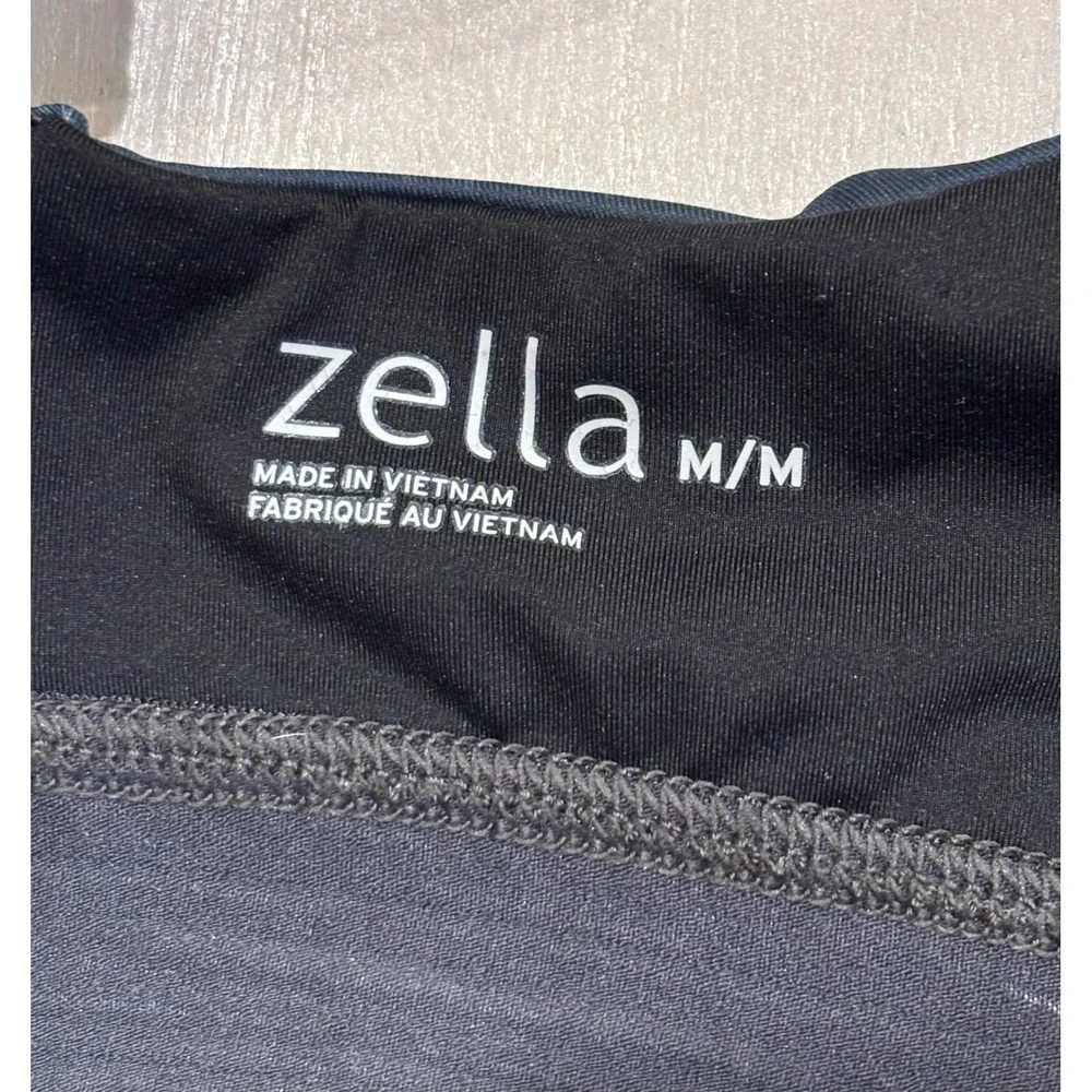 Zella Womens Medium Sports Bra Black Lime Green Abstract Print Adjustable Straps